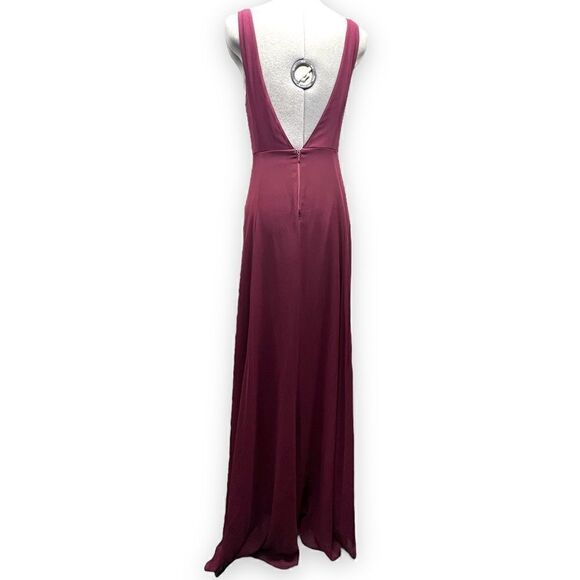 Show Me Your MuMu Jenn Maxi Sleeveless Bridesmaid Gown Dress in Merlot Chiffon M - Picture 10 of 14